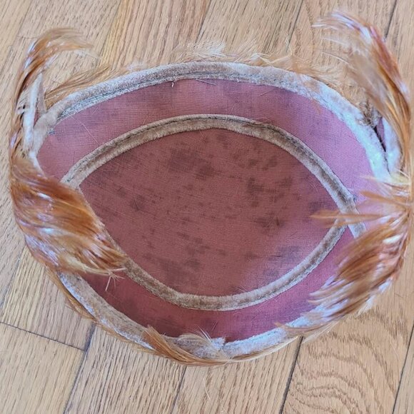 VINTAGE PEACOCK FEATHER HAT STUNNING PHEASANT WOMEN'S HAT pin up 40's50's60'scla - Picture 4 of 5